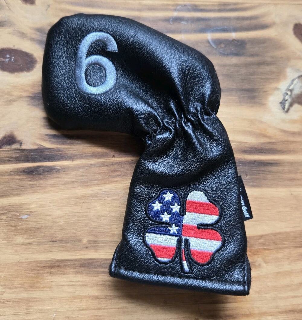 Craftsman Golf USA Clover 6 Iron Lucky Leather Club Headcover Black